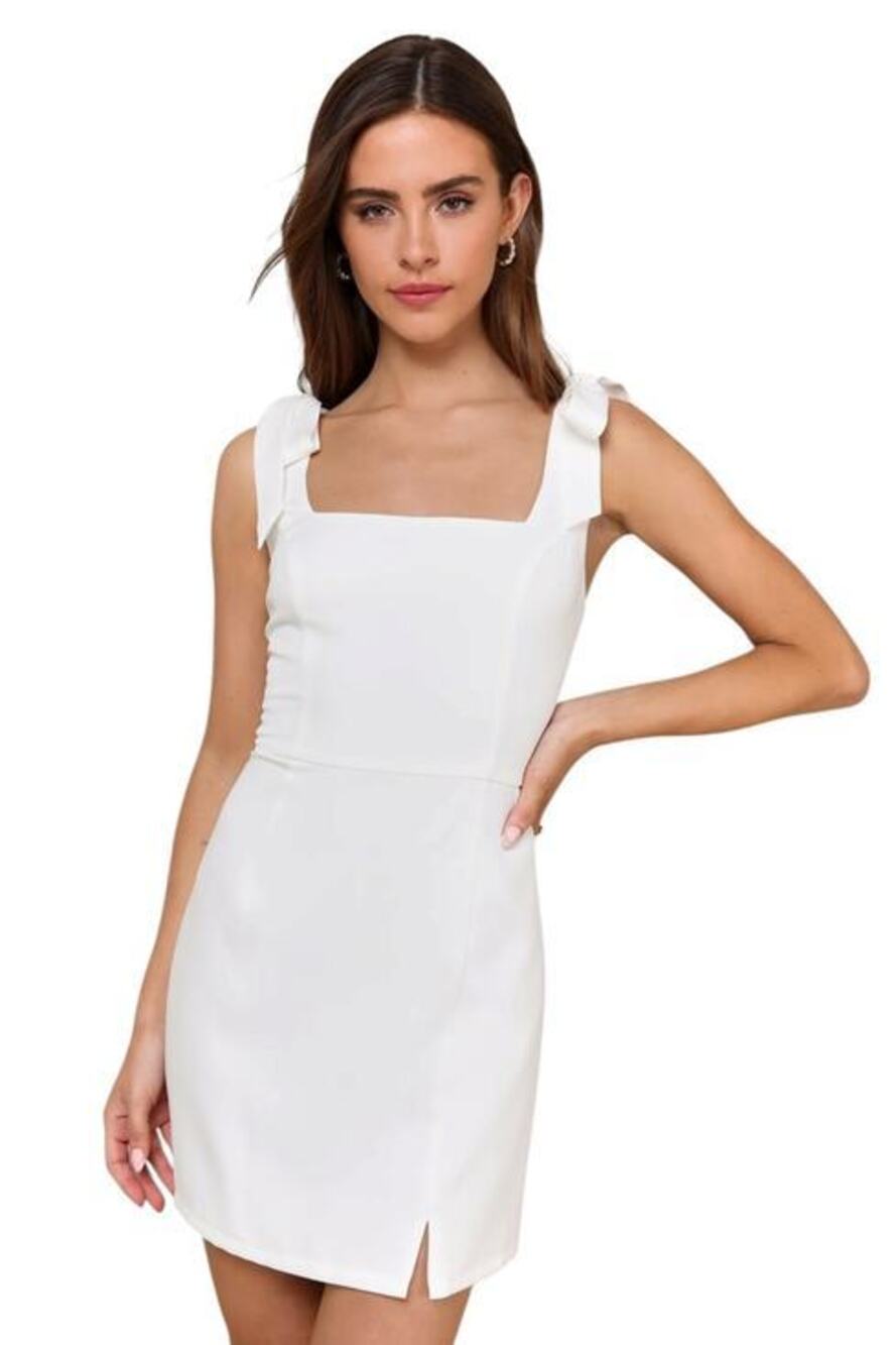 Lulus Your Sweetie Square Neck White Tie-Strap Mini Dress size M NWT